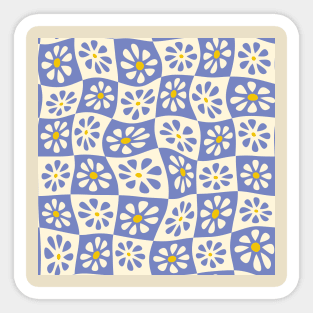 Periwinkle Wavy Floral Checkers Sticker